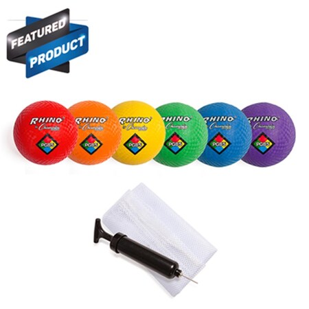 Champion Sports 8.5 in. Playground Ball Set with Pump, Multicolor - Set of 6 CH55855